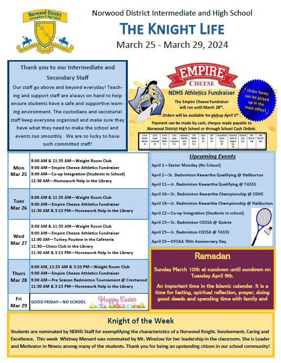 The Knight Life March 25-29, 2024